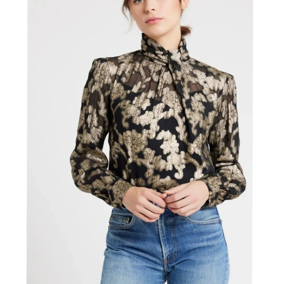 Mille Charlotte Top In Metallic Jacquard - Picture 1 of 8
